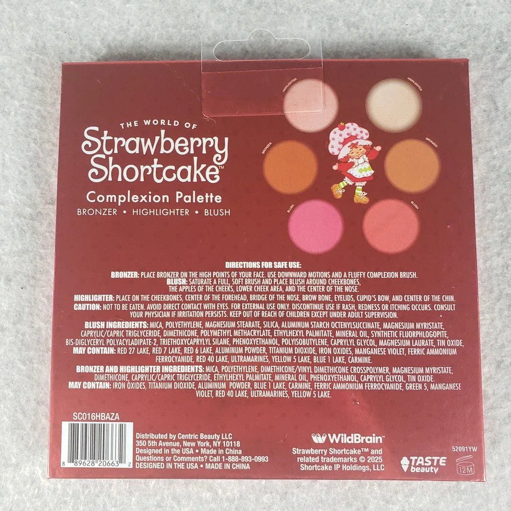 Strawberry Shortcake Eyeshadow Blush Palette & 2pk Lip Balm Set Taste Beauty NIB